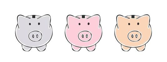 Piggy bank. Piggy bank drawings. Pink piggy image. Vector illustration