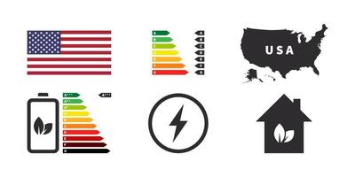 insignias de eficiencia energética de los estados unidos de américa. rendimiento energético. ilustración vectorial vector