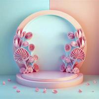 Luxury and elegant 3d display product with flower decorations photo