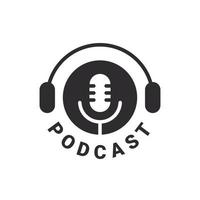 Podcast Logo. Audio record concept. Podcast radio icon. Studio mic sign. Vector illustration