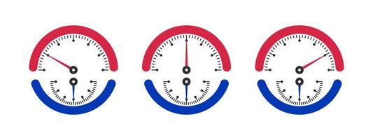 Temperature and pressure scale. Temperature indicator. Performance measurement client satisfaction. Vector illustration