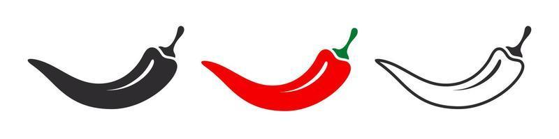 Spicy chili hot pepper icons. Hot natural chili pepper symbols. Spicy and hot. Vector illustration