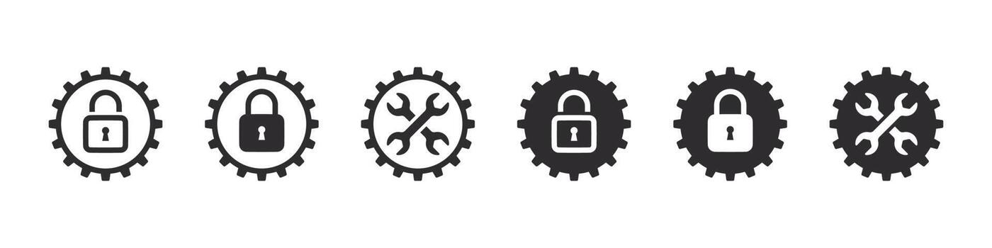 Gear setting icon set. Service icons. Settings and repair service sign. Vector illustration