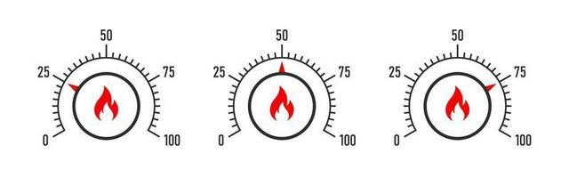 Thermostat Scale. Heat scale. Temperature levels gauge. Measurement scale. Vector illustration