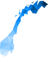 Polygonal Norway map on transparent background. png