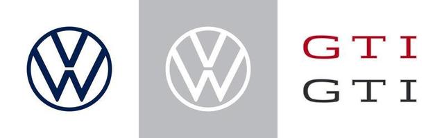 Volkswagen logo brand car symbol name blue design Vector Image