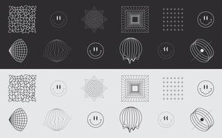 Retro futuristic elements for design. Modern emoticons. Abstract shapes. Geometric shapes. Vector illustration