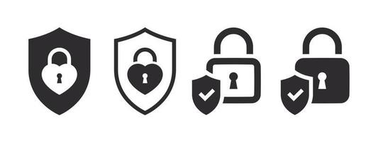 Shields and locks. Lock icons. Security shield icons. Privacy symbol. Security symbol. Vector illustration