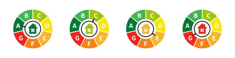 Energy efficiency of the house. Energy efficiency and rating chart. Vector illustration