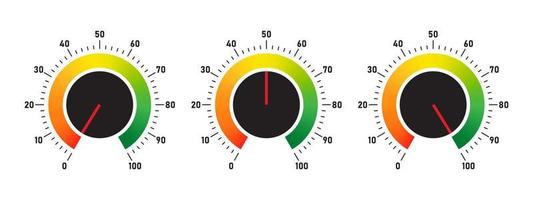 Dials or regulators. Adjustment dial. Control knob or round dial regulator. Vector illustration