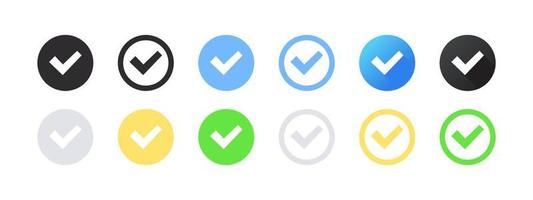 Verification check marks. Profile verification vector icons. Verification round icons. Vector illustration