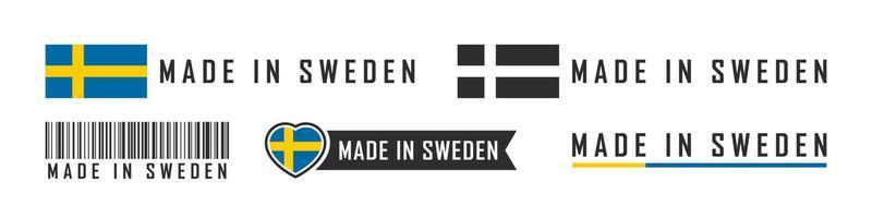 Made in Sweden logo or labels. Sweden product emblems. Vector illustration