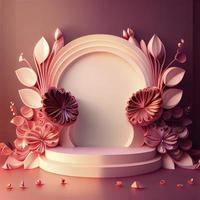 3d illustration of podium with floral ornament for product presentation photo