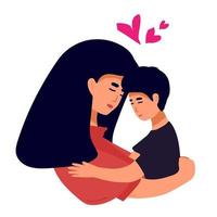 Vector Illustration Of Mother Holding Baby Son In Arms. Happy Mother s Day Greeting Card.