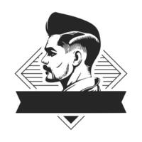 logo de un hombre brutal con barba. puede convertirse en un elemento de diseño simple pero poderoso para una barbería o salón. vector