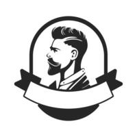 Logo depicting a brutal man. Can become a simple yet powerful design element for a barbershop or salon. vector