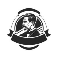 logotipo que representa a un hombre elegante y brutal con barba. puede convertirse en un elemento de diseño simple pero poderoso para una barbería o salón. vector