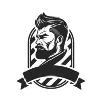 logotipo que representa a un hombre elegante y brutal. puede convertirse en un elemento de diseño simple pero poderoso para una barbería o salón. vector