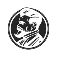 logotipo que representa a un hombre brutal con barba. puede convertirse en un elemento de diseño simple pero poderoso para una barbería o salón. vector