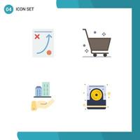 Modern Set of 4 Flat Icons and symbols such as diagram architecture strategy delete modern Editable Vector Design Elements