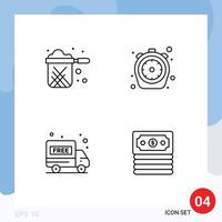 4 iconos creativos signos y símbolos modernos de temporizador de cocina restaurante entrega de comida furgoneta elementos de diseño vectorial editables vector