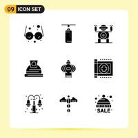 9 Universal Solid Glyphs Set for Web and Mobile Applications care china technology light helmet Editable Vector Design Elements