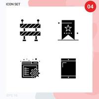 Pack of 4 creative Solid Glyphs of block settings bookmark ui devices Editable Vector Design Elements