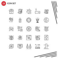 Stock Vector Icon Pack of 25 Line Signs and Symbols for bloons holiday stationary easter book Editable Vector Design Elements