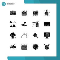 Pictogram Set of 16 Simple Solid Glyphs of travel nature shopping mountains summer Editable Vector Design Elements