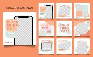 social media template banner fashion sale promotion in white brown color vector