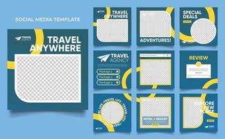 social media template banner travel and vacation service promotion vector