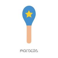 Hand drawn toy musical instruments for kids. Flat vector maracas illustration