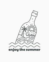 Enjoy the summer mono line art for design t-shirt, badge, sticker, etc vector