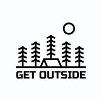 Simply mono line art of nature camp get outside vector