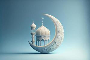 3d illustration of a mosque with golden moon and stars ornament photo