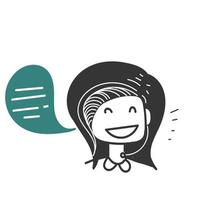 hand drawn doodle woman Call center and online customer support illustration vector