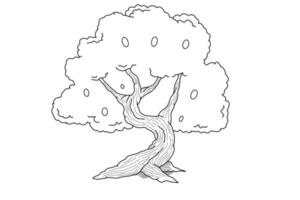 tree sketch illustration, coloring book design with elegance concept vector