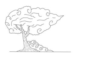 ilustración de boceto de árbol, diseño de libro para colorear vector