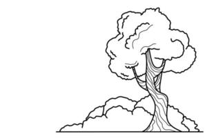 tree sketch illustration, coloring book design vector