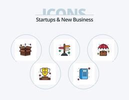 Startups And New Business Line Filled Icon Pack 5 Icon Design. records. contacts. bulb. contact book. case vector