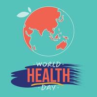 ilustración vectorial del día mundial de la salud con mapa mundial sobre fondo azul vector