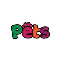 Plantilla de vector de diseño de logotipo divertido de carta de mascotas