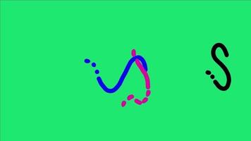 animação de desenho animado de linhas coloridas em um fundo de tela verde video