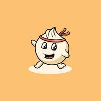 cute dim sum marathon cartoon illustration vector