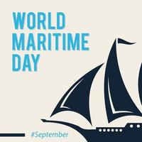 Simple design World Maritime Day with sailboat in flat style on the white background vector