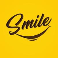 vector de sonrisa de tipografía en el fondo amarillo