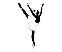 black and white logo of a ballerina, a dancer standing on one leg vector