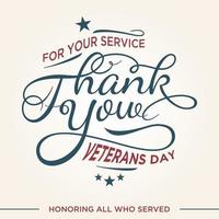 Vintage latter Thank You Veterans day concept background vector