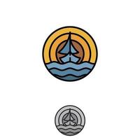 The sailing ship logo design outline style vector