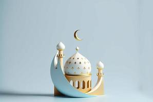 Illustration of ramadan background with mosque and star moon ornament photo